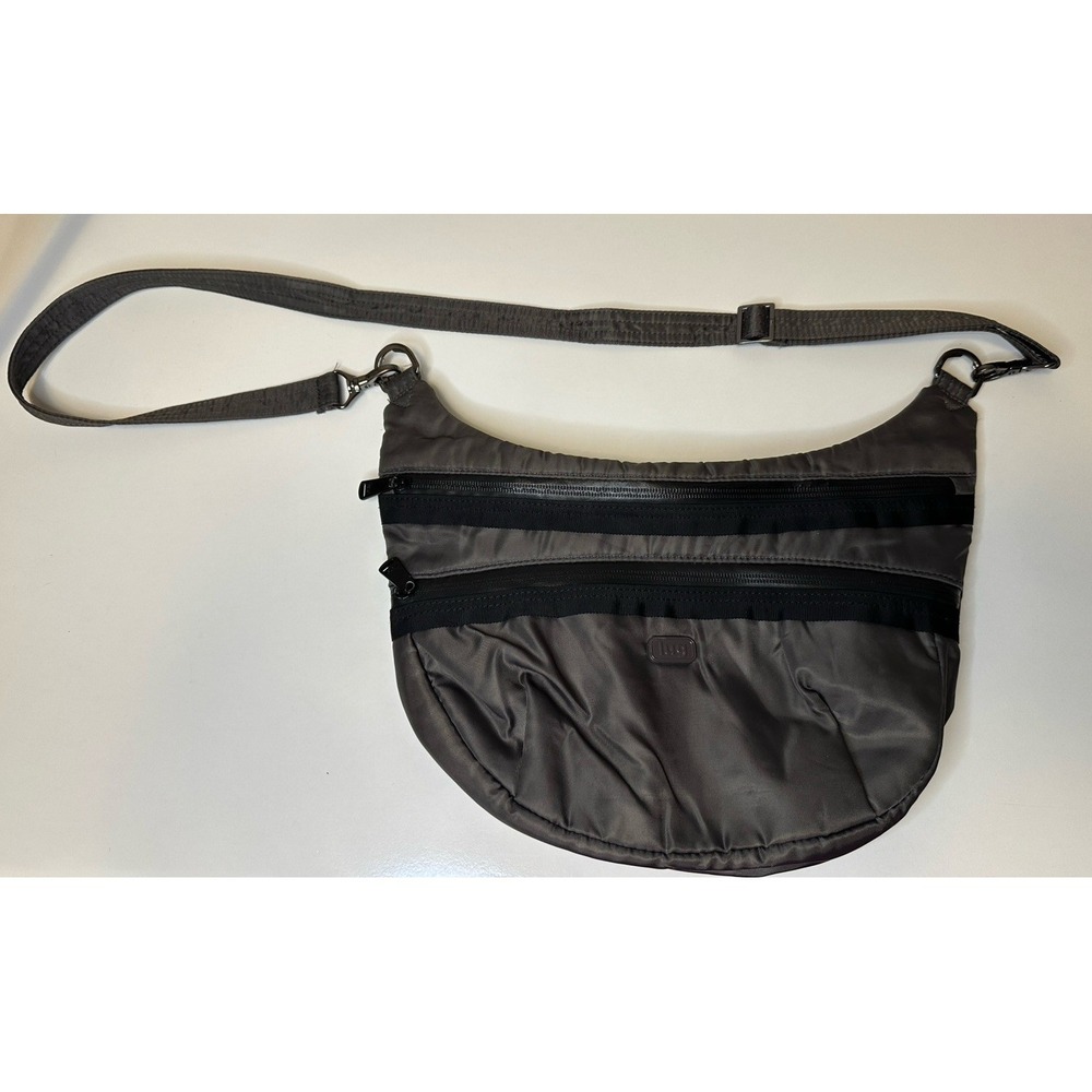 LUG Hippy Crossbody Shoulder Bag Purse Gray RFID Adjustable Removable Strap EUC